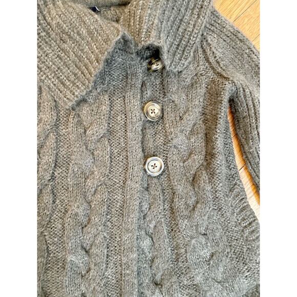 Gap Kids Cardigan Sweater Girls Small 6-7 Gray Wool Button Front Cable Knit - Picture 2 of 6